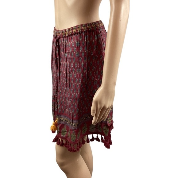 RAGA Tassel Trim Mini Skirt Size S Red Multicolor - Picture 2 of 5